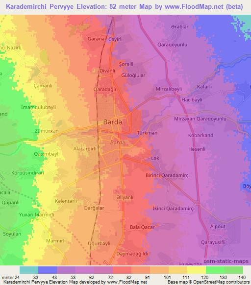 Karademirchi Pervyye,Azerbaijan Elevation Map
