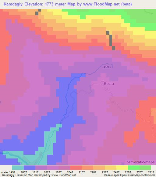 Karadagly,Azerbaijan Elevation Map