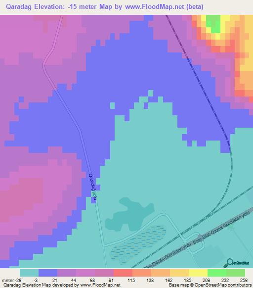 Qaradag,Azerbaijan Elevation Map