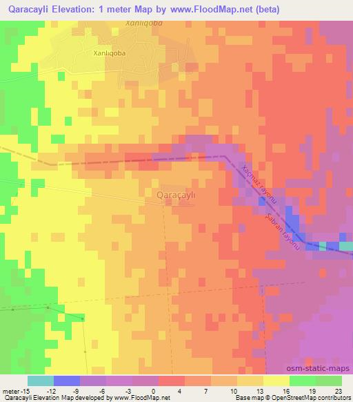 Qaracayli,Azerbaijan Elevation Map