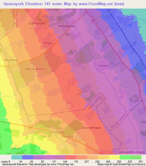 Qaracaycek,Azerbaijan Elevation Map