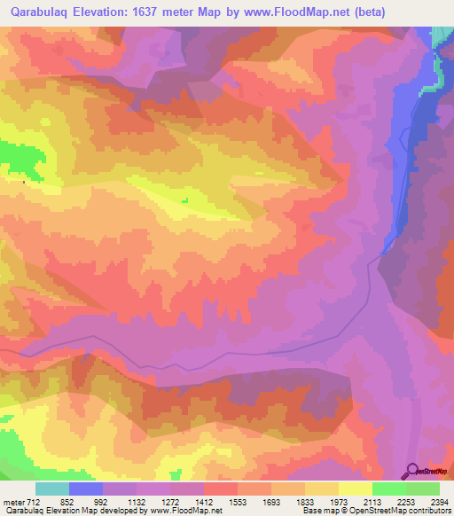 Qarabulaq,Azerbaijan Elevation Map