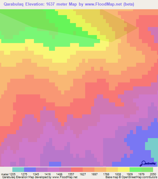 Qarabulaq,Azerbaijan Elevation Map