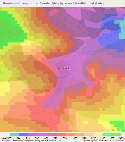 Karabulak,Azerbaijan Elevation Map