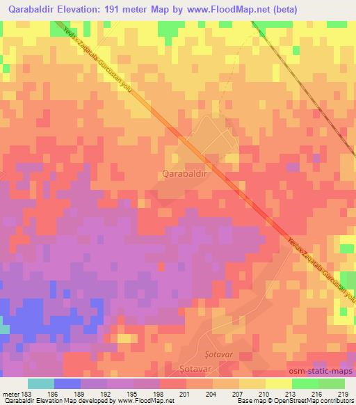 Qarabaldir,Azerbaijan Elevation Map