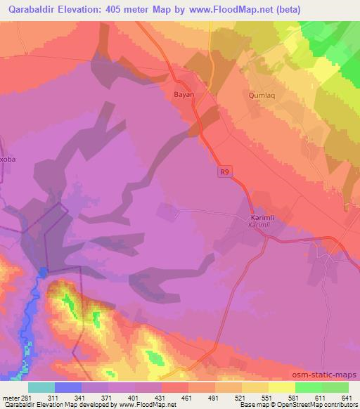 Qarabaldir,Azerbaijan Elevation Map