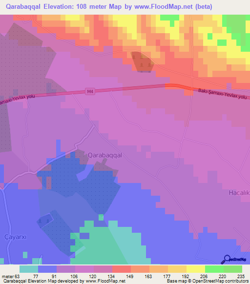 Qarabaqqal,Azerbaijan Elevation Map