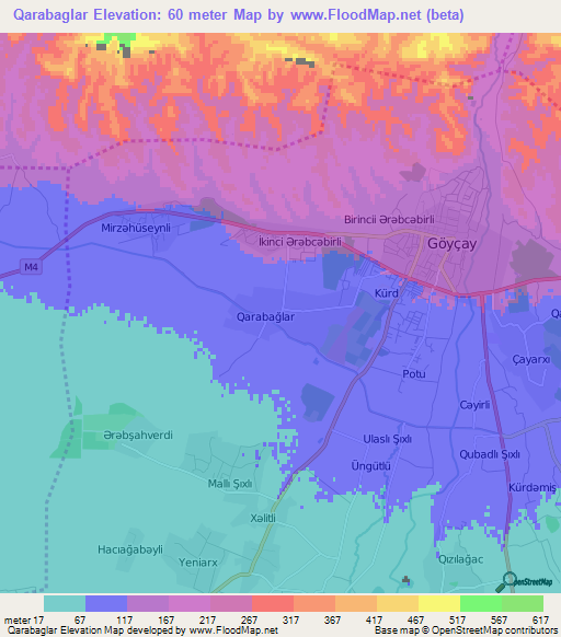 Qarabaglar,Azerbaijan Elevation Map