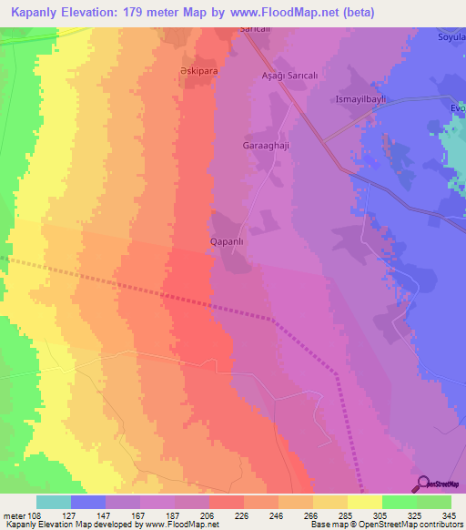 Kapanly,Azerbaijan Elevation Map