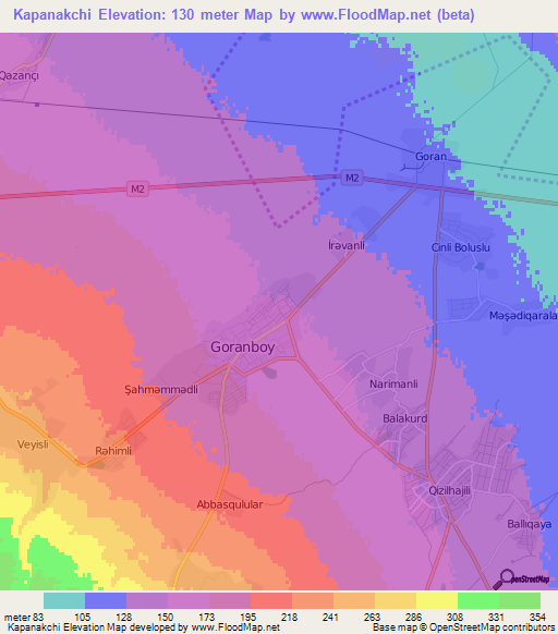 Kapanakchi,Azerbaijan Elevation Map