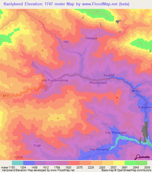 Kanlykend,Azerbaijan Elevation Map