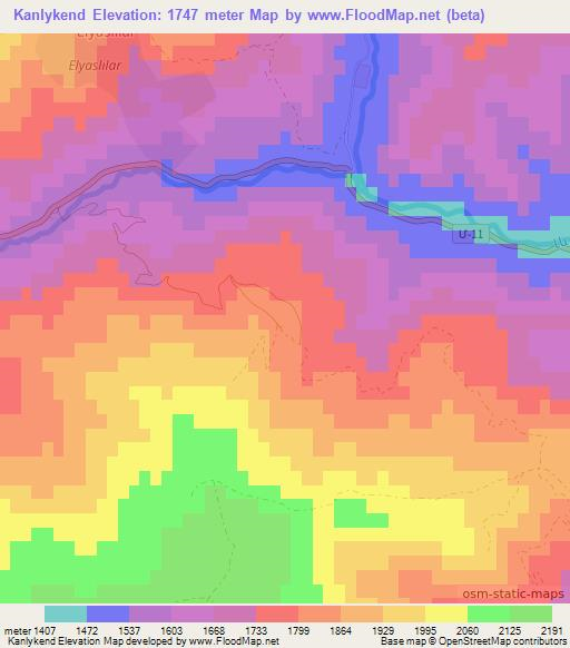 Kanlykend,Azerbaijan Elevation Map