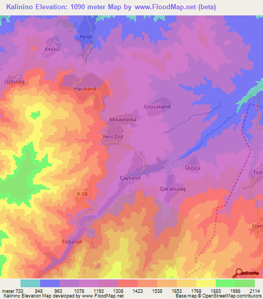 Kalinino,Azerbaijan Elevation Map