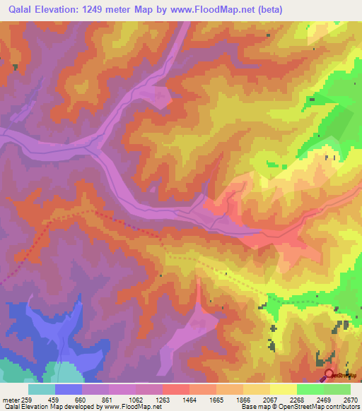 Qalal,Azerbaijan Elevation Map