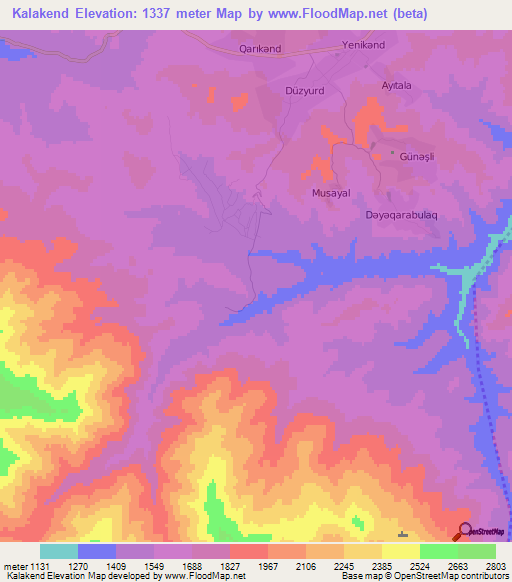 Kalakend,Azerbaijan Elevation Map