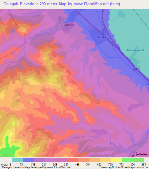 Qalagah,Azerbaijan Elevation Map