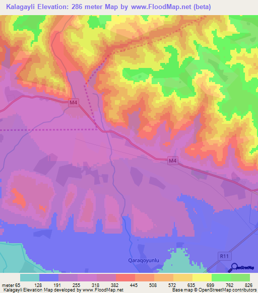 Kalagayli,Azerbaijan Elevation Map