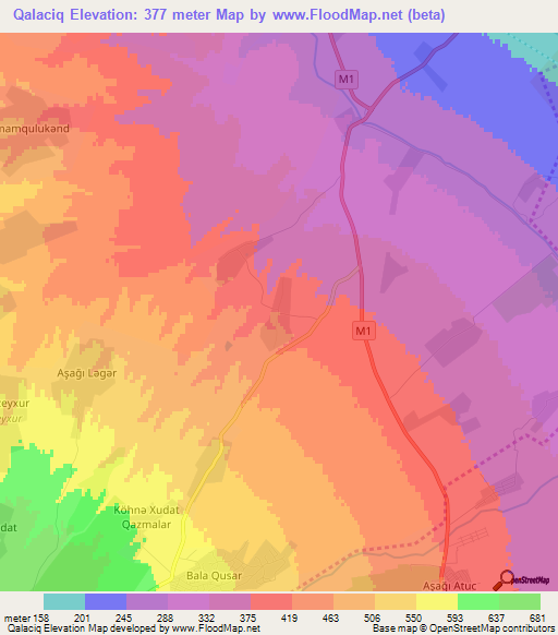Qalaciq,Azerbaijan Elevation Map