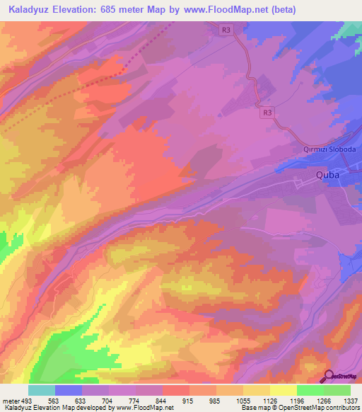 Kaladyuz,Azerbaijan Elevation Map