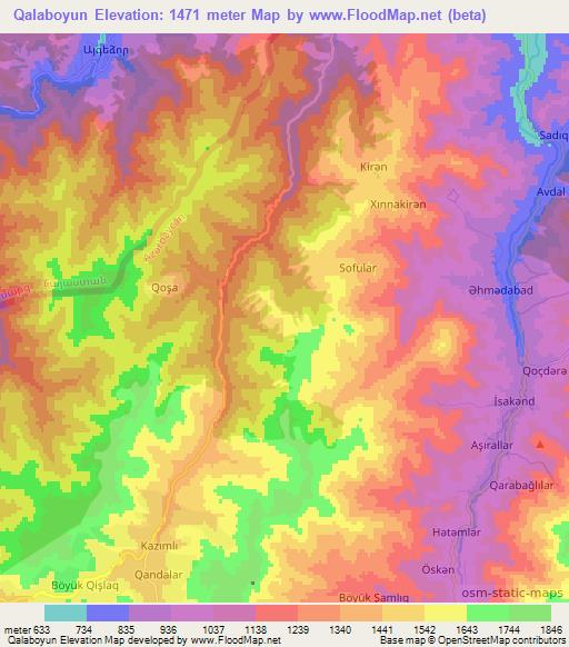 Qalaboyun,Azerbaijan Elevation Map
