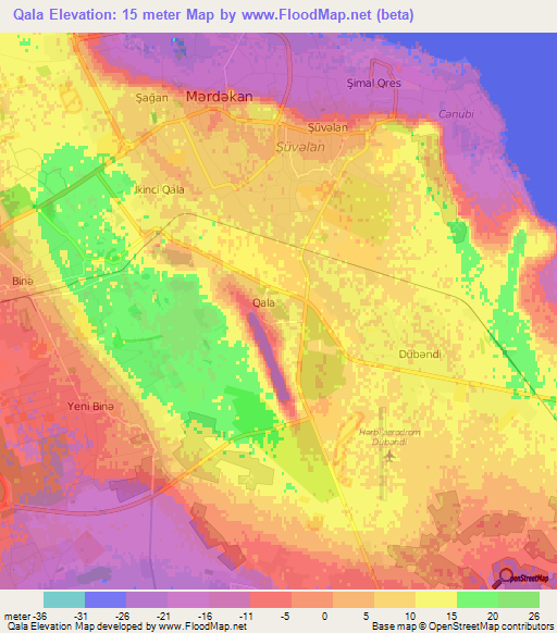 Qala,Azerbaijan Elevation Map