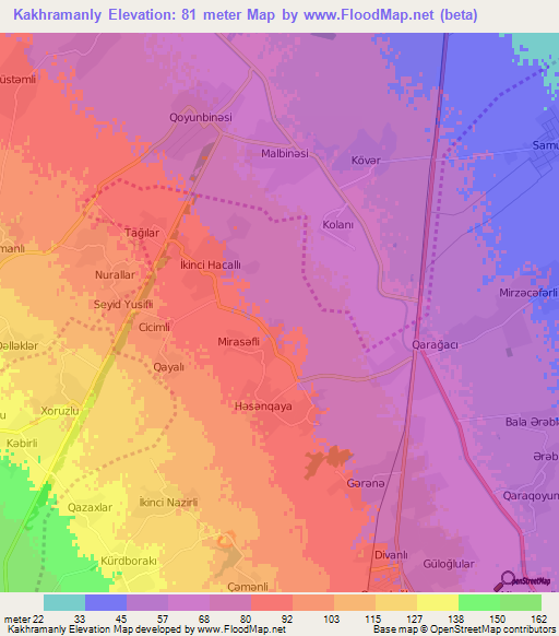 Kakhramanly,Azerbaijan Elevation Map