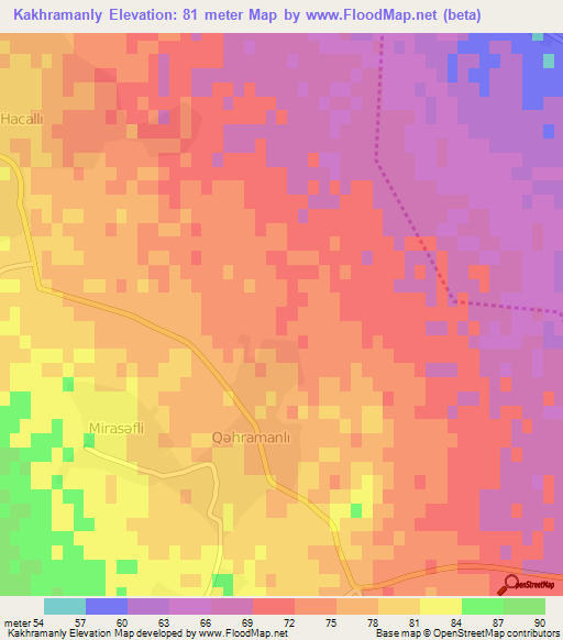 Kakhramanly,Azerbaijan Elevation Map