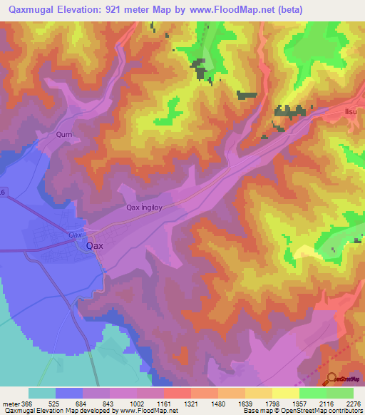 Qaxmugal,Azerbaijan Elevation Map