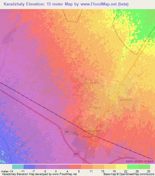 Karadzhaly,Azerbaijan Elevation Map