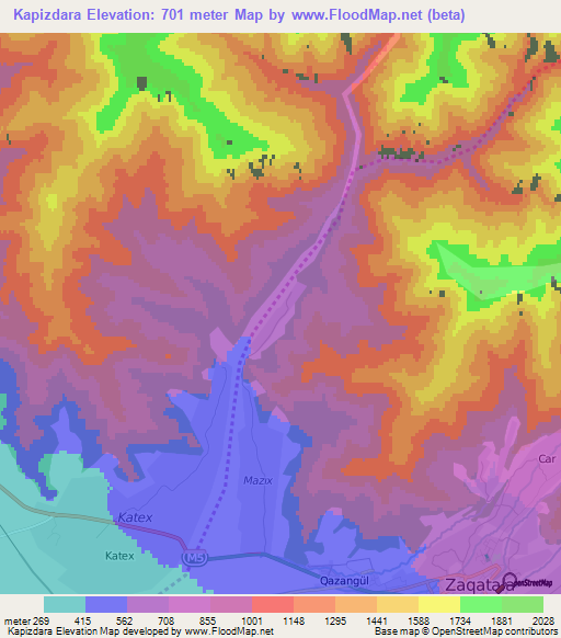 Kapizdara,Azerbaijan Elevation Map