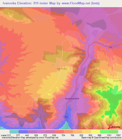 Ivanovka,Azerbaijan Elevation Map