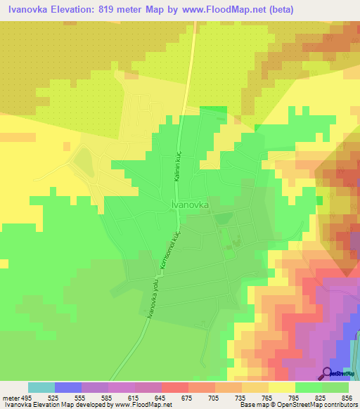 Ivanovka,Azerbaijan Elevation Map