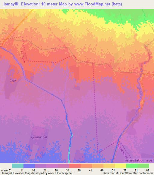 Ismayilli,Azerbaijan Elevation Map