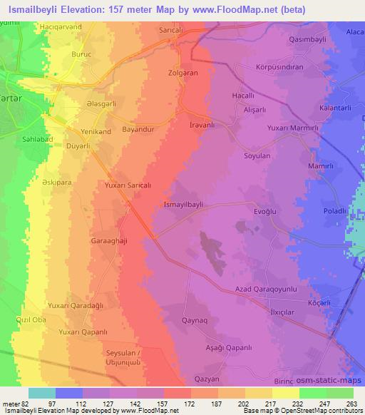 Ismailbeyli,Azerbaijan Elevation Map