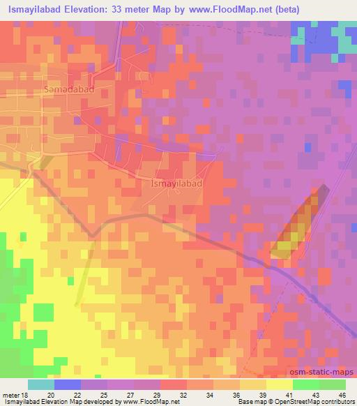 Ismayilabad,Azerbaijan Elevation Map