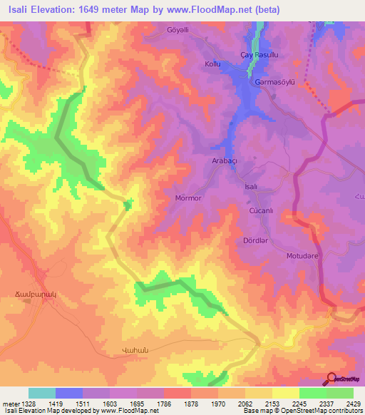 Isali,Azerbaijan Elevation Map