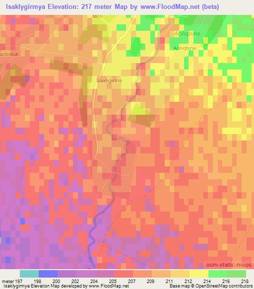 Isaklygirmya,Azerbaijan Elevation Map