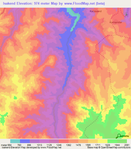 Isakend,Azerbaijan Elevation Map