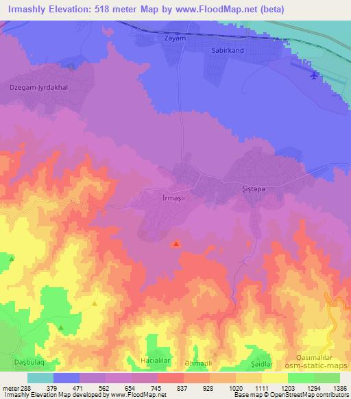 Irmashly,Azerbaijan Elevation Map