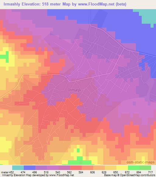 Irmashly,Azerbaijan Elevation Map