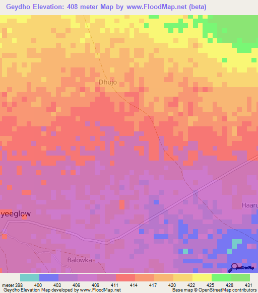 Geydho,Somalia Elevation Map