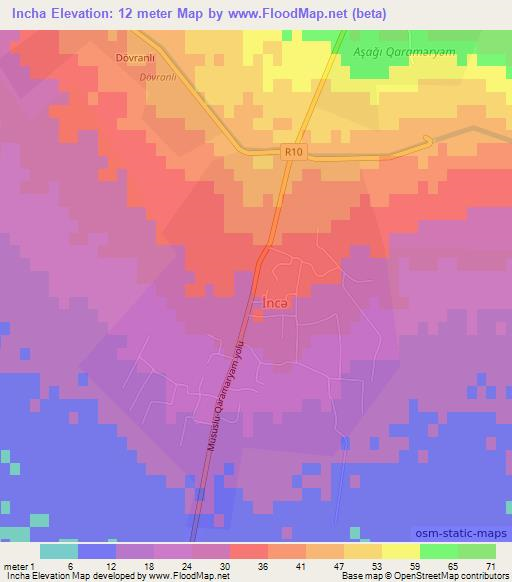 Incha,Azerbaijan Elevation Map