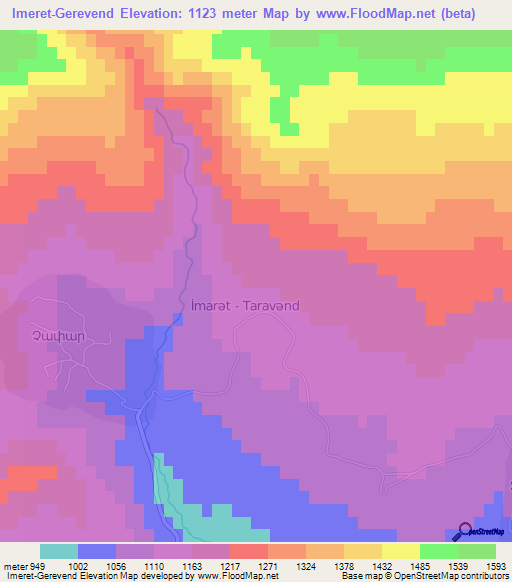 Imeret-Gerevend,Azerbaijan Elevation Map