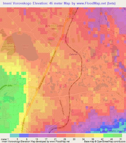 Imeni Vorovskogo,Azerbaijan Elevation Map
