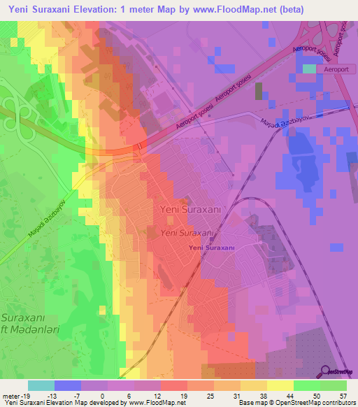 Yeni Suraxani,Azerbaijan Elevation Map