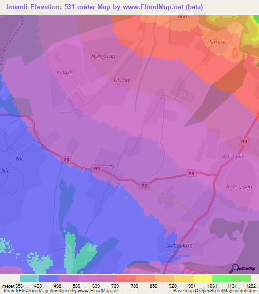 Imamli,Azerbaijan Elevation Map