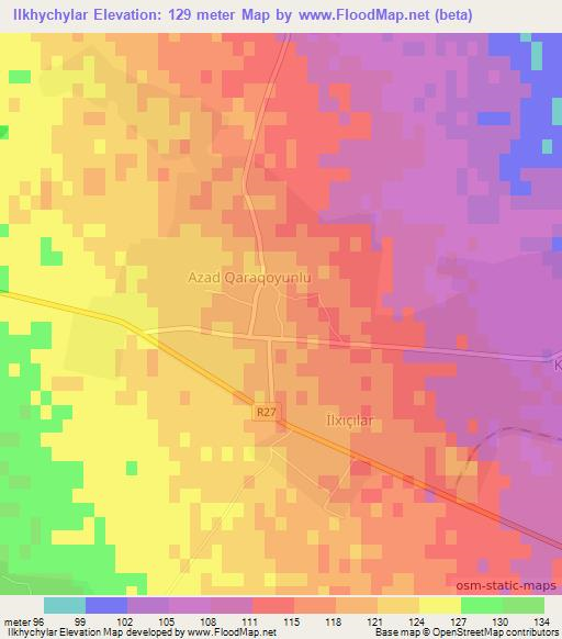 Ilkhychylar,Azerbaijan Elevation Map