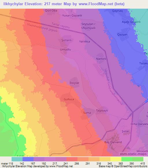 Ilkhychylar,Azerbaijan Elevation Map