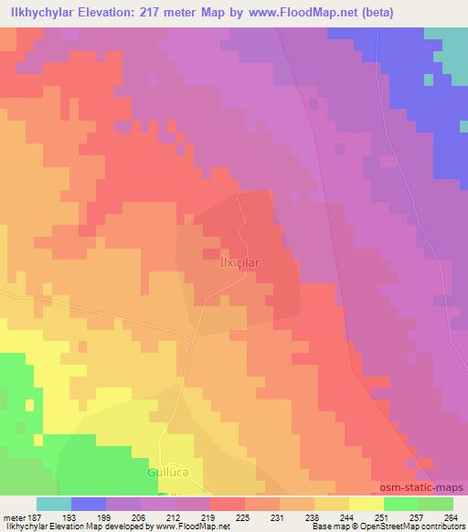 Ilkhychylar,Azerbaijan Elevation Map