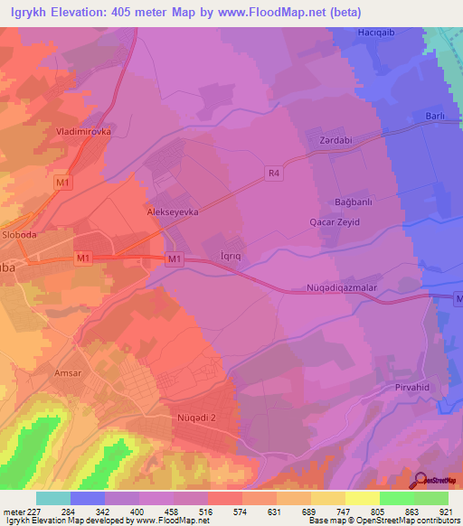 Igrykh,Azerbaijan Elevation Map